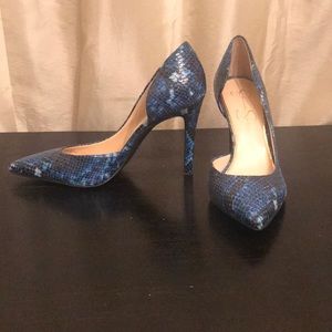 Blue Snake Skin Pumps